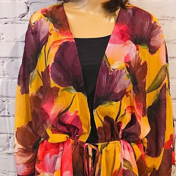 MELANIE LYNE - Colourful floral print sheer kimono - Picture 5 of 10